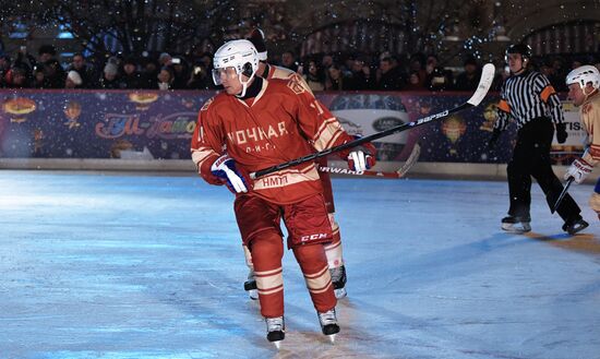 President Putin takes part in NHL ice hockey match on Red Square