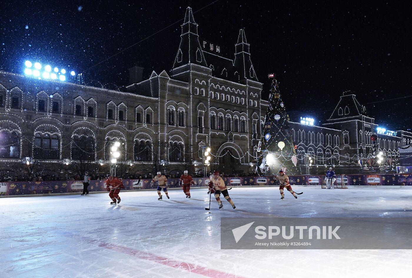 President Putin takes part in NHL ice hockey match on Red Square