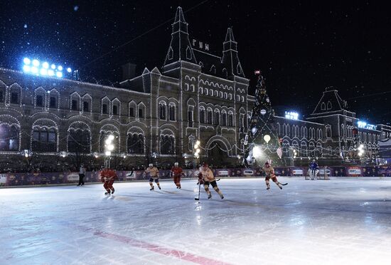 President Putin takes part in NHL ice hockey match on Red Square