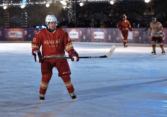 President Putin takes part in NHL ice hockey match on Red Square