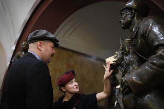 Night in the Metro in Moscow