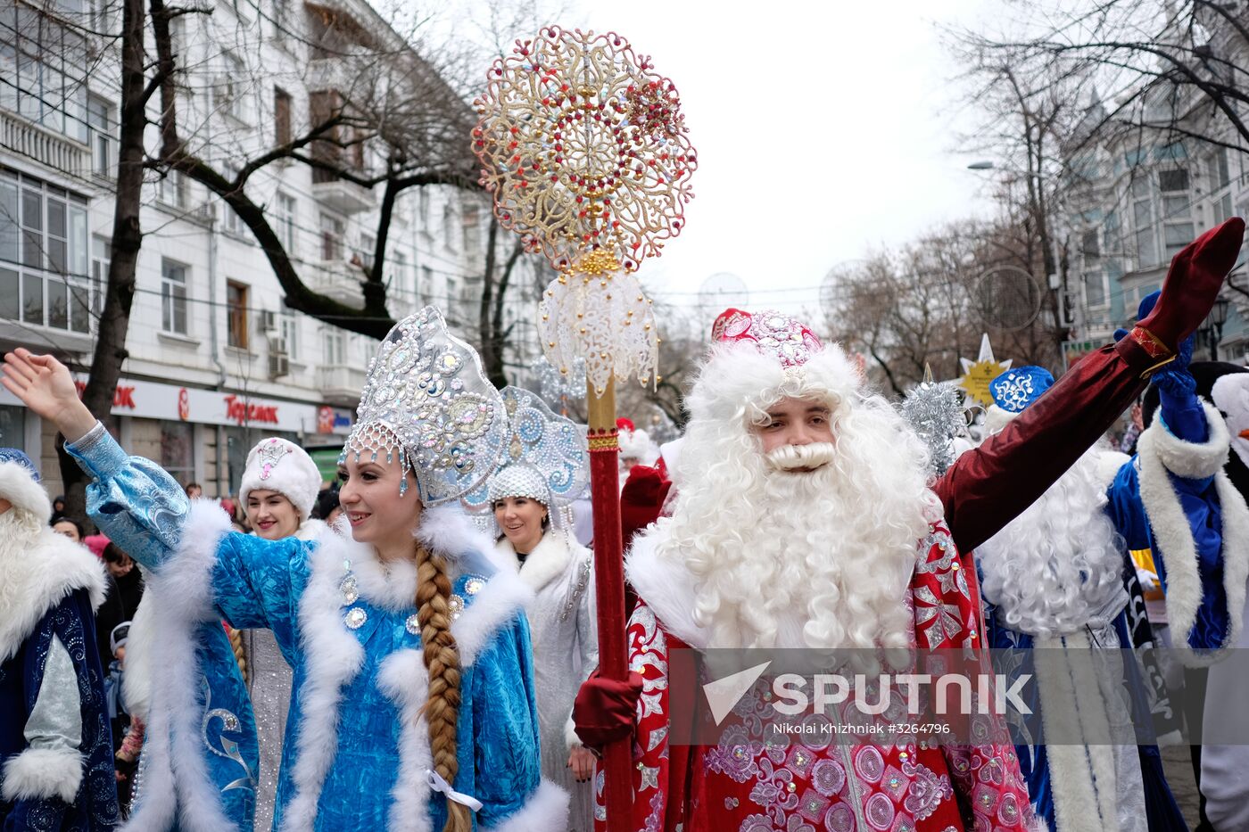 Father Frost march in Krasnodar