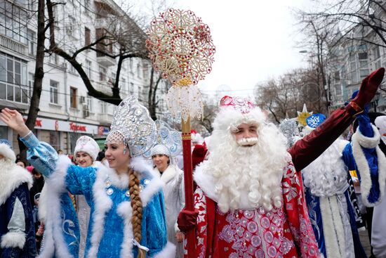 Father Frost march in Krasnodar
