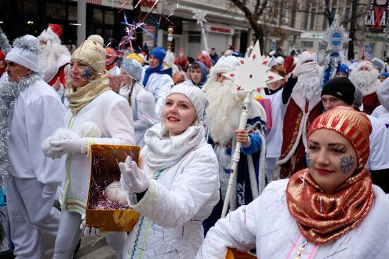 Father Frost march in Krasnodar
