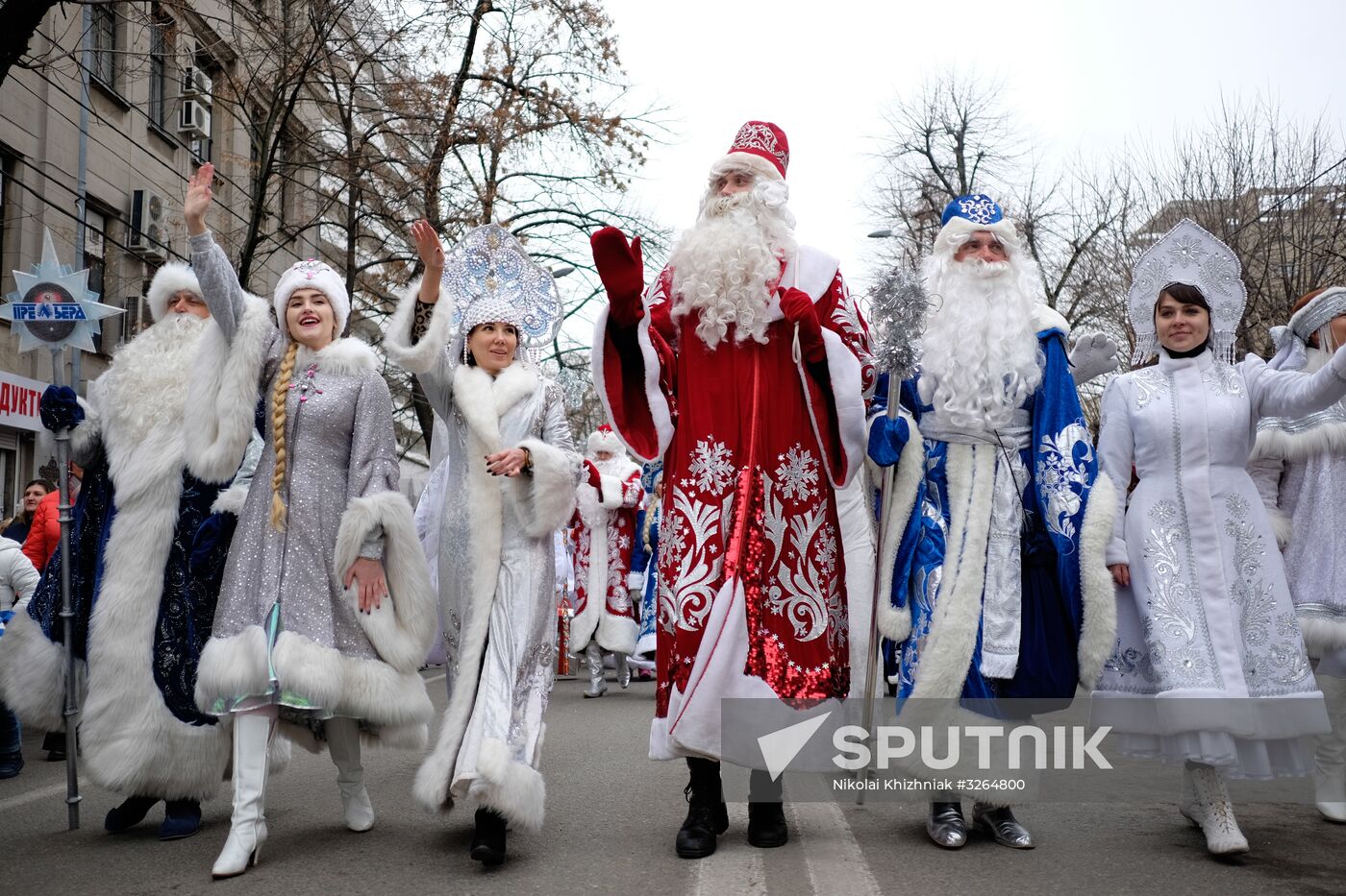 Father Frost march in Krasnodar
