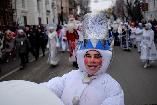 Father Frost march in Krasnodar