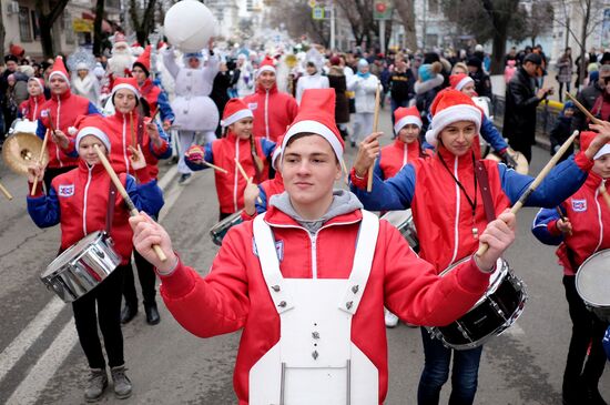 Father Frost march in Krasnodar