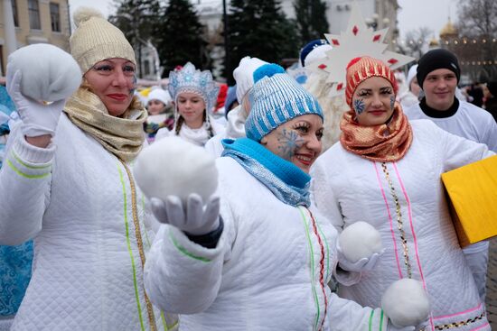 Father Frost march in Krasnodar