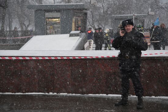 Bus goes into underpass in the west of Moscow