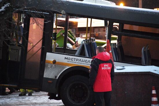 Bus went into underpass in the west of Moscow