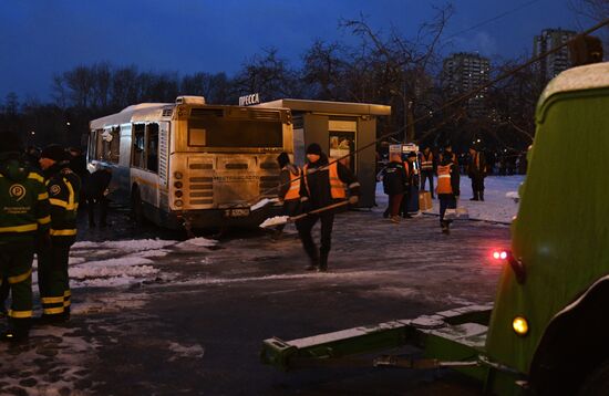 Bus went into underpass in the west of Moscow