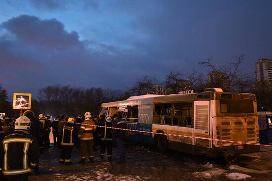 Bus went into underpass in the west of Moscow