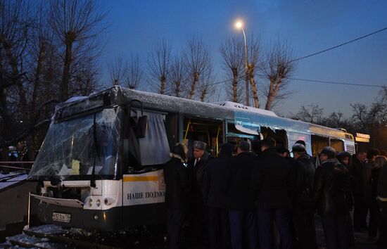 Bus went into underpass in the west of Moscow