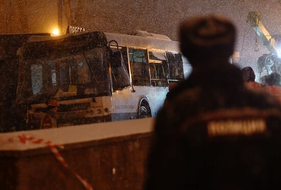 Bus went into underpass in the west of Moscow