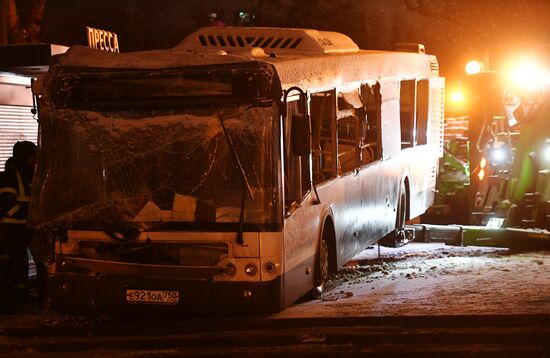Bus went into underpass in the west of Moscow