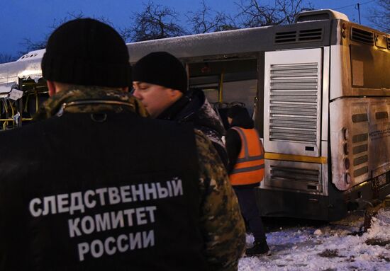 Bus went into underpass in the west of Moscow