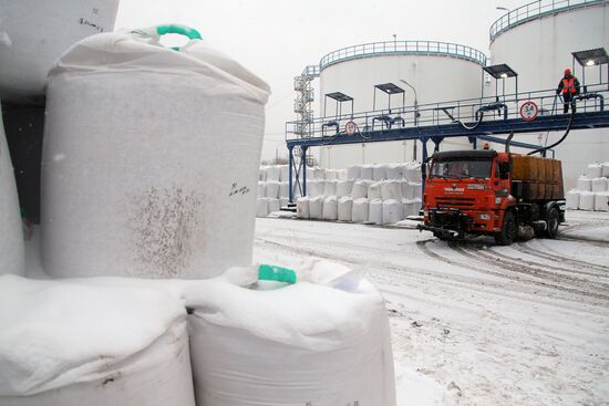 De-icing agent storage in Moscow