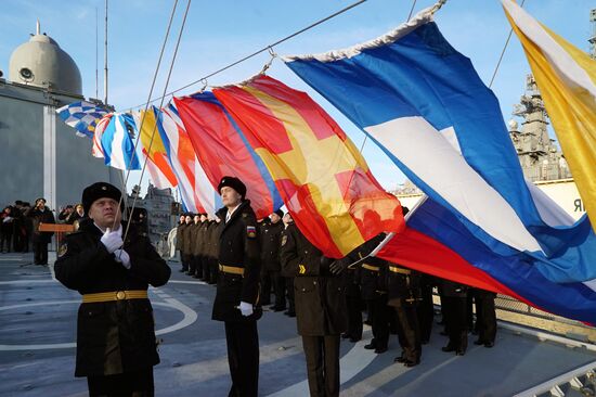 Naval ensign is raised on Admiral Makarov frigate in Kaliningrad