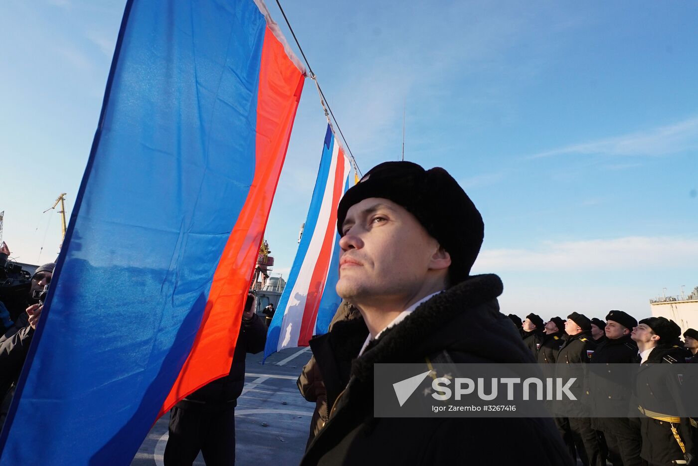 Naval ensign is raised on Admiral Makarov frigate in Kaliningrad