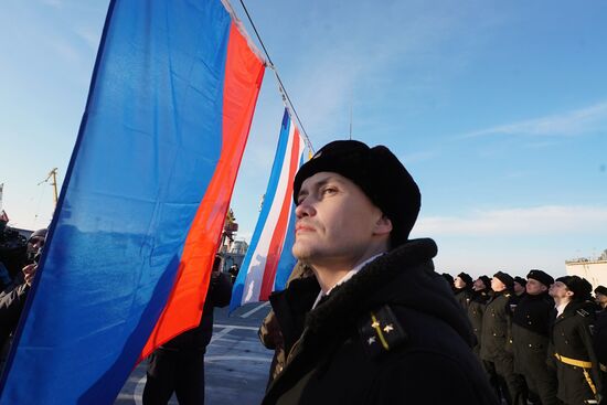 Naval ensign is raised on Admiral Makarov frigate in Kaliningrad