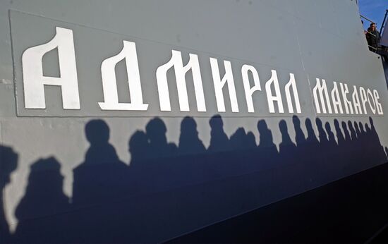 Naval ensign is raised on Admiral Makarov frigate in Kaliningrad