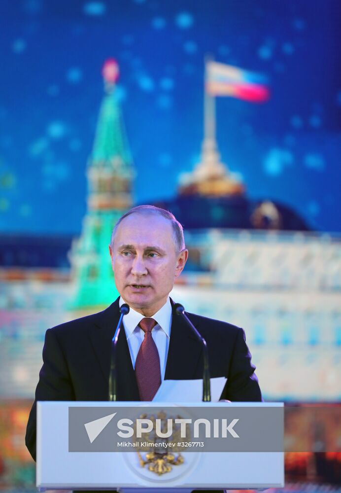Russian President Vladimir Putin attends reception at Kremlin to mark New Year holiday