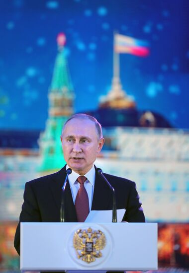 Russian President Vladimir Putin attends reception at Kremlin to mark New Year holiday