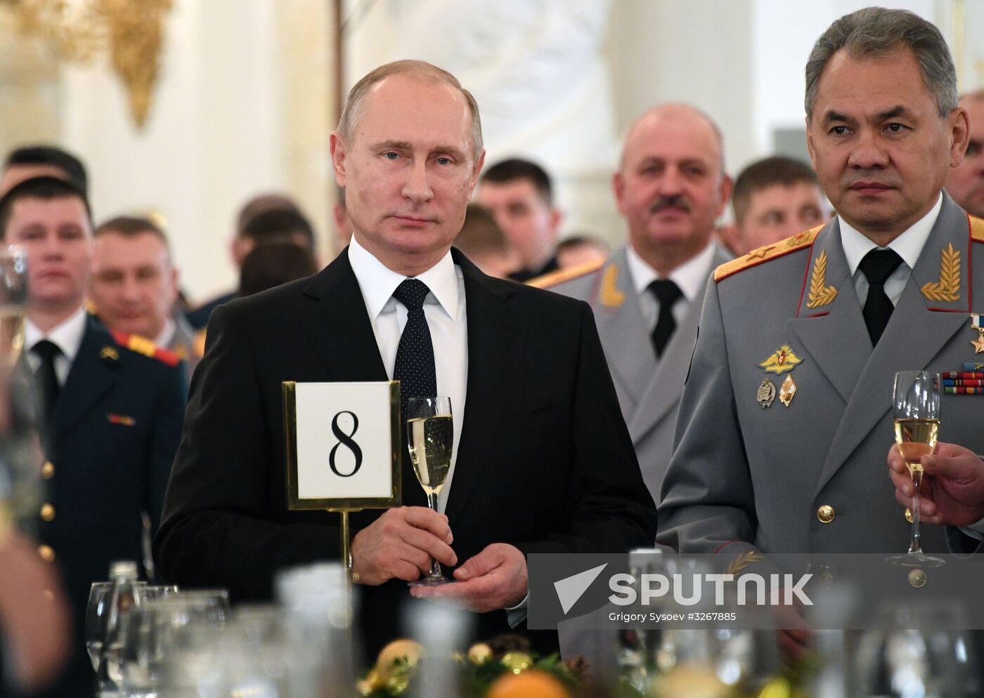 Russian President Vladimir Putin meets with service personnel who took part in counter-terrorism operation in Syria