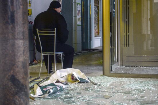Aftermath of explosion at Perekryostok store in St. Petersburg