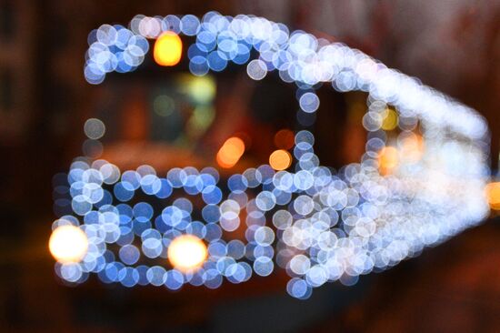 New Year's themed tram in Moscow