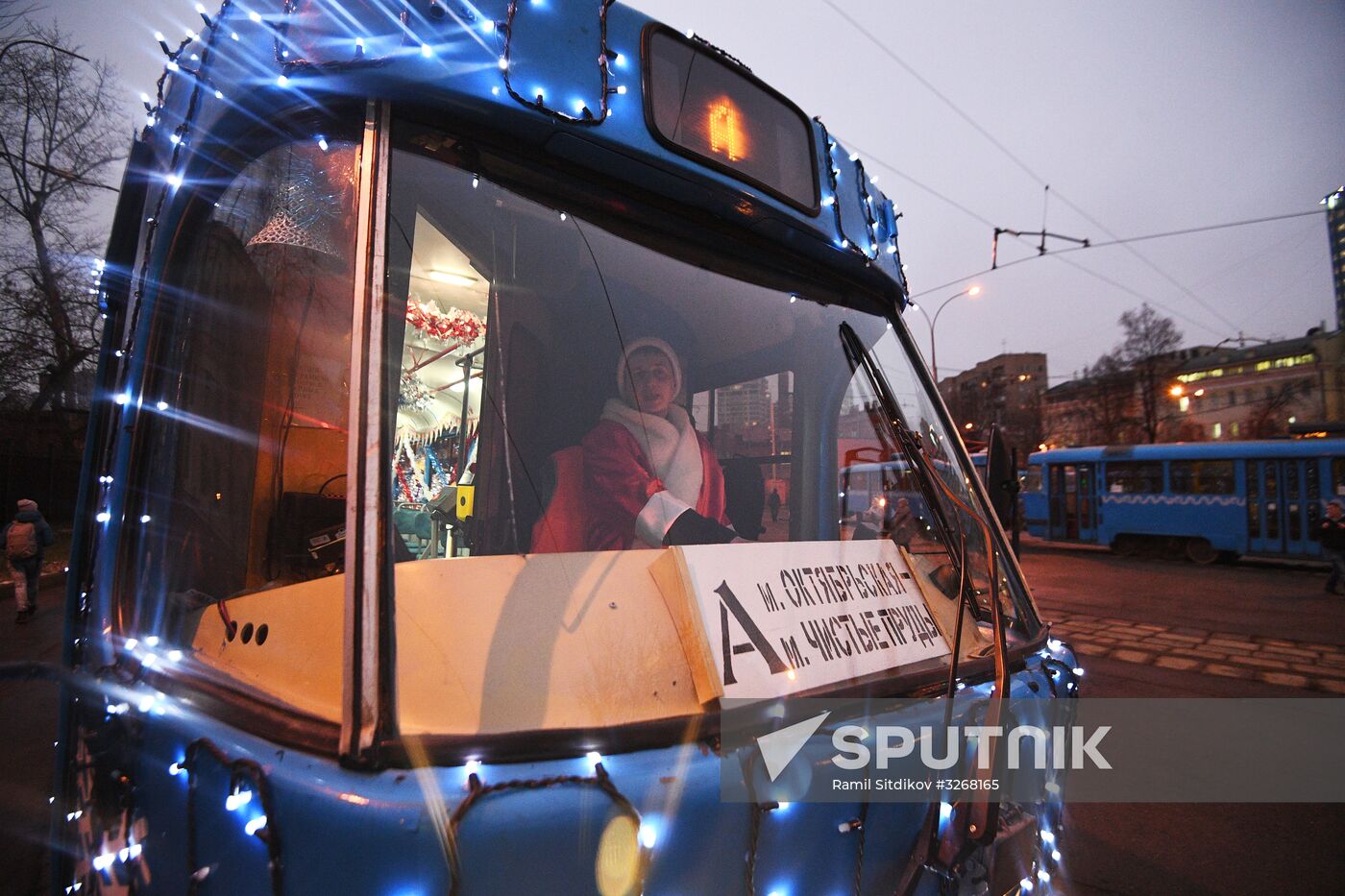 New Year's themed tram in Moscow