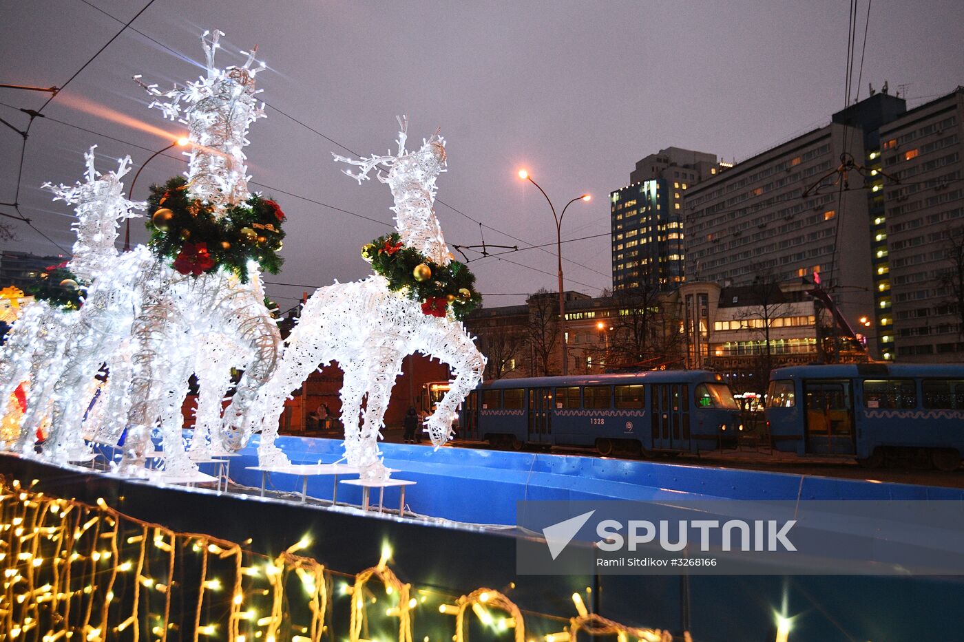 New Year's themed tram in Moscow