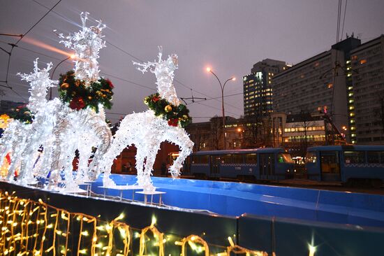 New Year's themed tram in Moscow