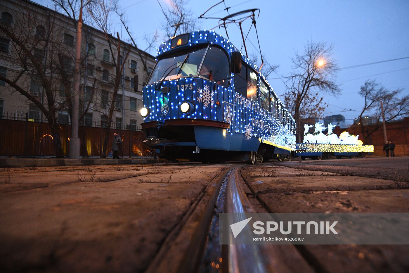 New Year's themed tram in Moscow