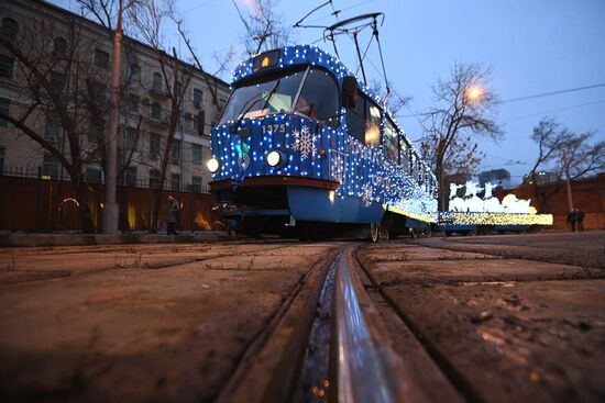 New Year's themed tram in Moscow