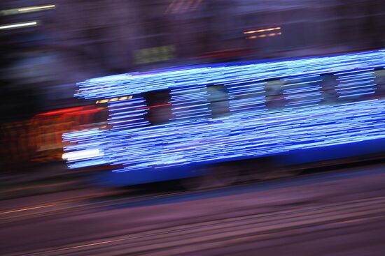 New Year's themed tram in Moscow