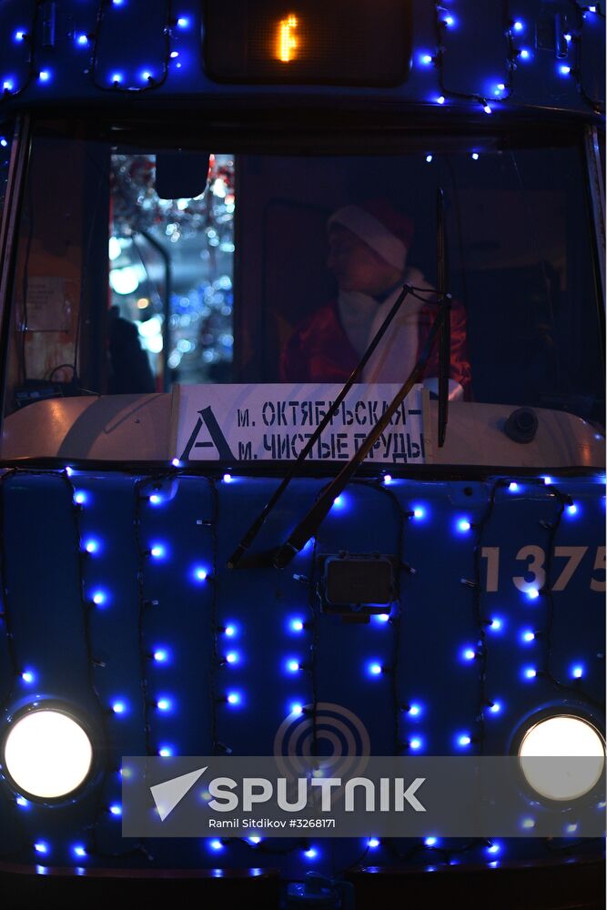 New Year's themed tram in Moscow