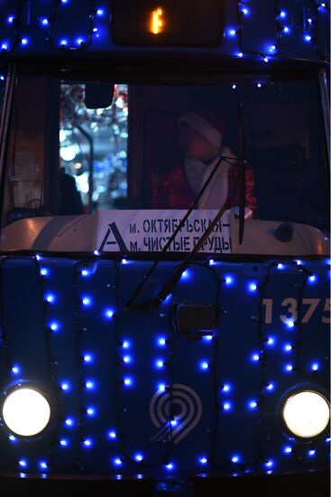 New Year's themed tram in Moscow