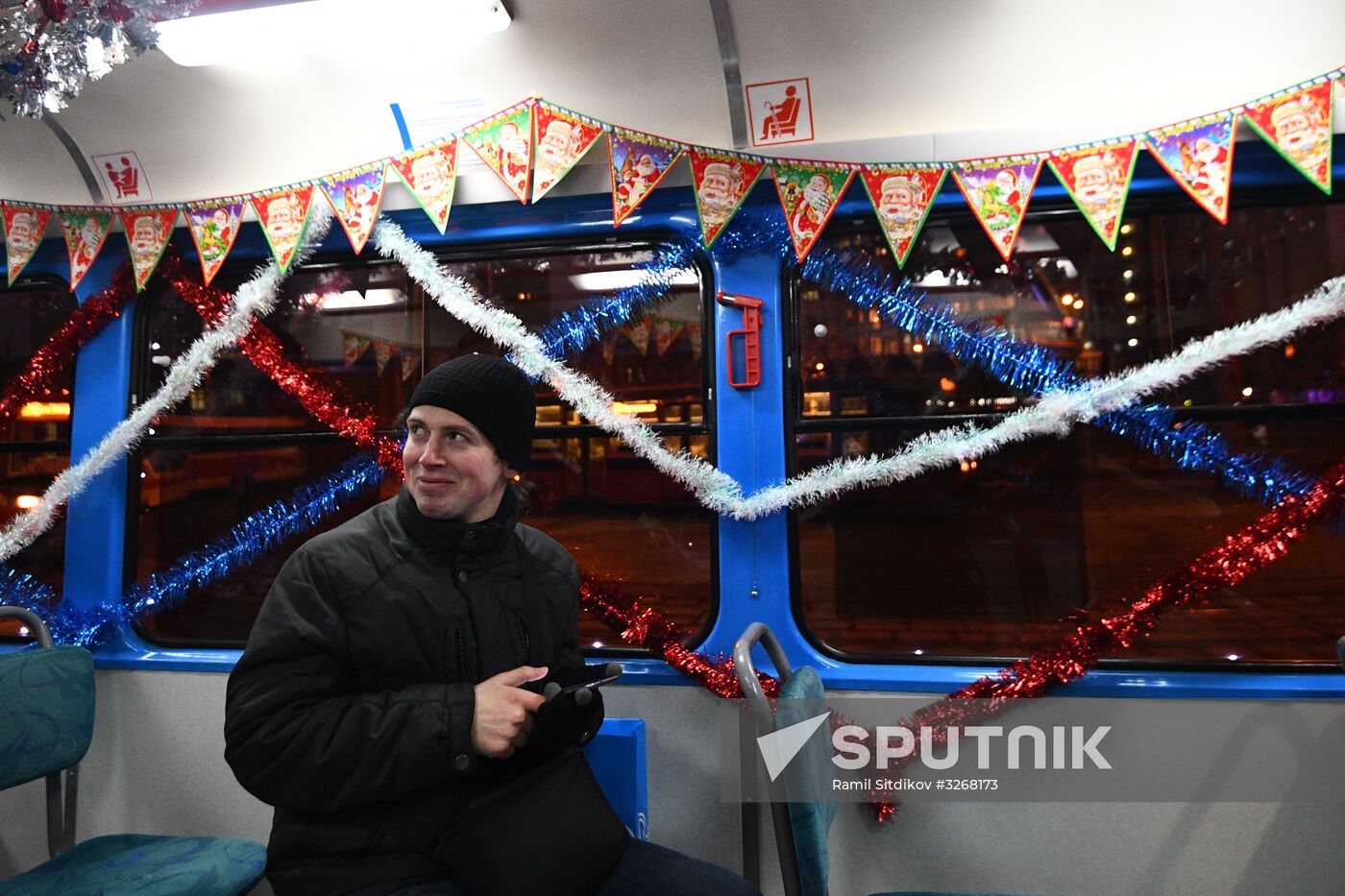 New Year's themed tram in Moscow