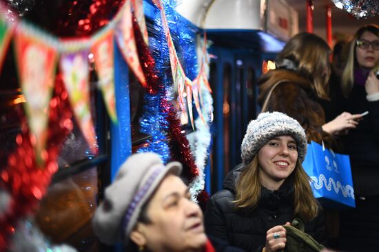 New Year's themed tram in Moscow