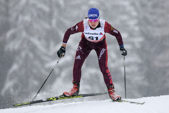 Skiing. Tour de Ski. Women's sprint