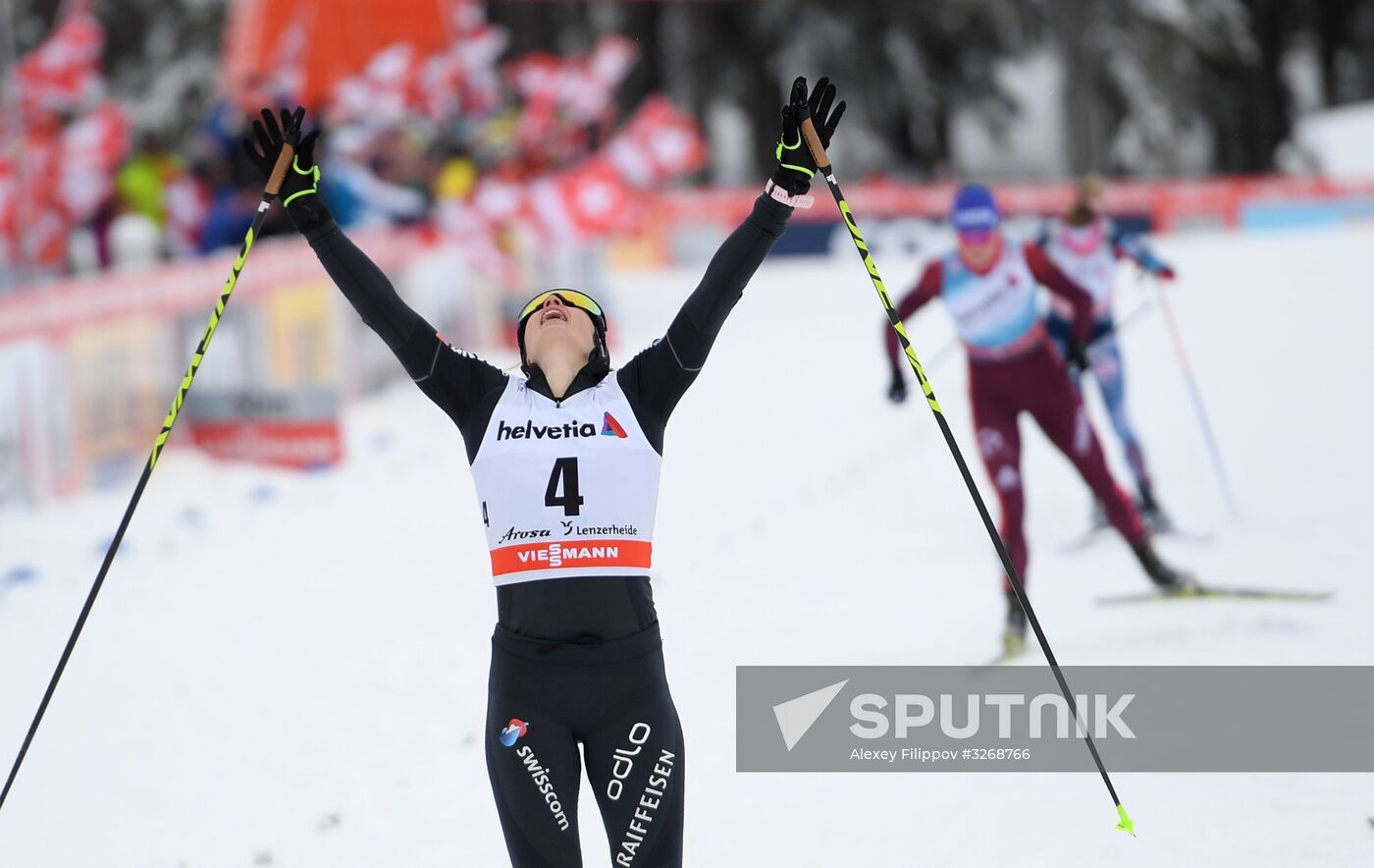 Skiing. Tour de Ski. Women's sprint