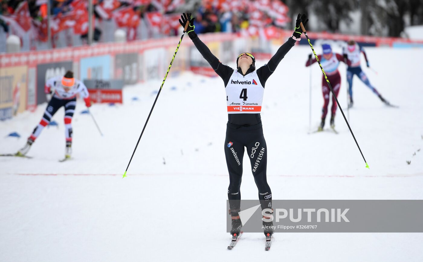 Skiing. Tour de Ski. Women's sprint