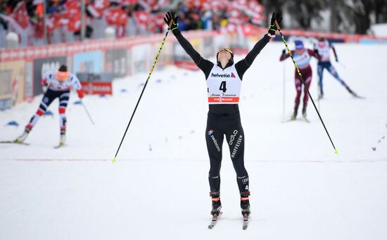 Skiing. Tour de Ski. Women's sprint