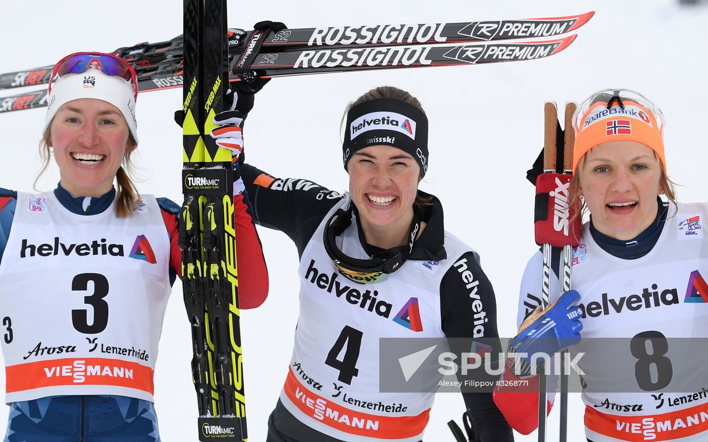 Skiing. Tour de Ski. Women's sprint