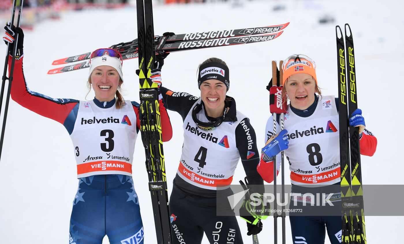 Skiing. Tour de Ski. Women's sprint