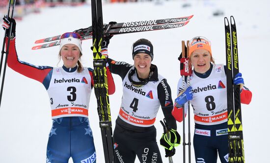 Skiing. Tour de Ski. Women's sprint