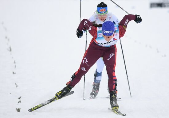 Skiing. Tour de Ski. Women's sprint