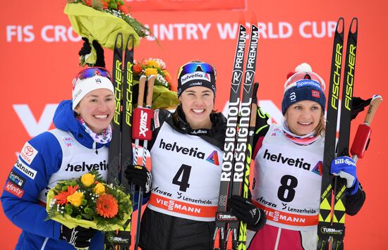 Skiing. Tour de Ski. Women's sprint