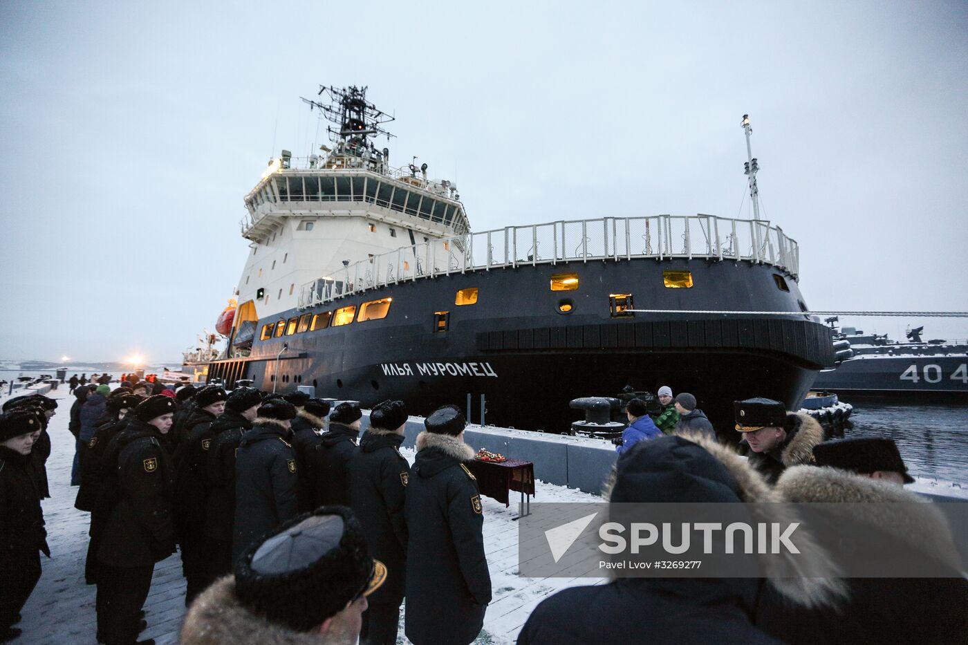 Ilya Muromets diesel electric icebreaker arrives at Northern Fleet base